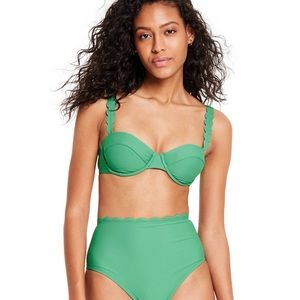 NWT RHODE x Target - Women’s Scallop Edge High Waist Bikini Set in Green - S